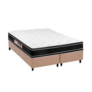 Imagem de Cama Box King: Colchão Espuma Castor D33 Black E White Double Face + Base Crc Suede Clean(193X203)