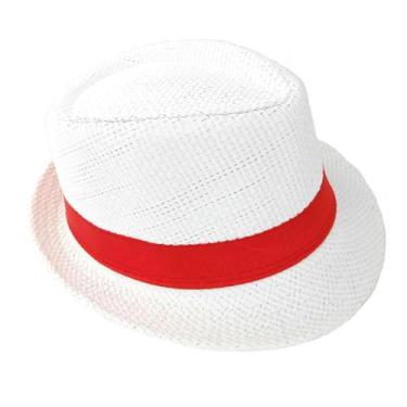 Imagem de Chapéu Panamá Zé Malandro Branco Faixa Vermelho Carnaval - 7 lobos
