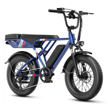 Imagem de Bicicleta elétrica Jasion RetroVolt azul 20x4 motor 1500W pico 2000W bateria 48V 13Ah 6...