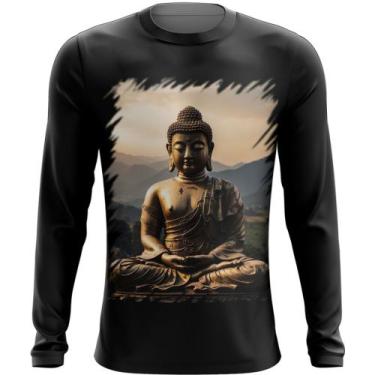 Imagem de Camiseta Manga Longa Estátua de Buda Iluminado Religião 16 - Kasubeck 