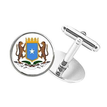 Imagem de DIYthinker Abotoaduras com clipe de botão redondo com emblema nacional da África da Somália