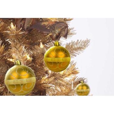 Imagem de Enfeite De Natal Bolas Douradas Refinadas Com Detalhes Em Gliter - Del