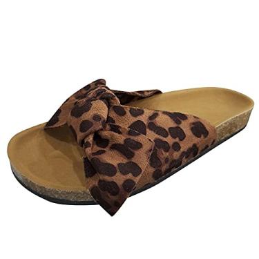 Imagem de Chinelos para mulheres, sandálias rasteiras com strass aberto nos dedos elástico sem cadarço conforto casual sandálias de caminhada, Marrom, 9