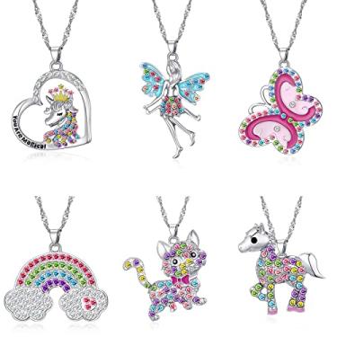 Imagem de SYNLIN 3/6 colares fofos para meninas adolescentes - adorável colar de cristal pastel para meninas - presentes de unicórnio para meninas - presentes de fada para adolescentes - colar delicado pacote
