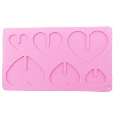 Imagem de Funshowcase Molde de silicone de chocolate em forma de coração 3D para decoração de bolo ou enfeite de cupcake