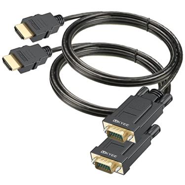 Imagem de Cabo HDMI para VGA, pacote com 2, UKYEE HDMI para VGA 1080p conversor macho para macho para PC, laptop, monitor, projetor, HDTV, preto