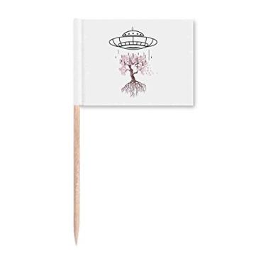 Imagem de Bandeira de palito de dente UFO Rain Irrigates Palito de Pêssego Decoração de Festa