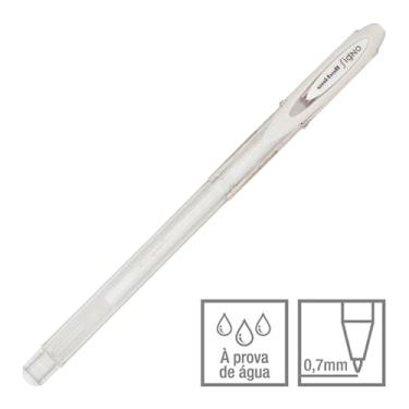 Imagem de Kit Caneta Uni-Ball Gel Angelic Signo 0.7mm Branca + Bloco Adesivo Preto Coração 50fls - Brw