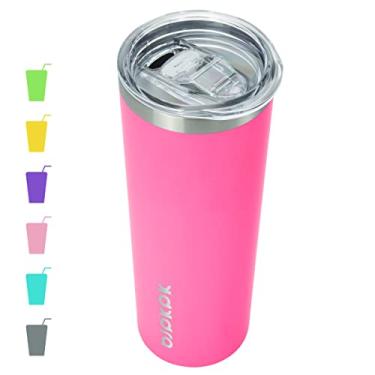 Imagem de BJPKPK Copo skinny de 590 ml com tampa caneca térmica de aço inoxidável com isolamento fino, rosa