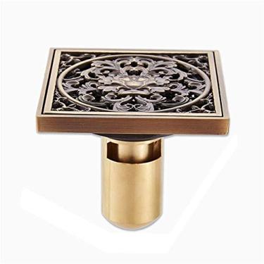 Imagem de Piso de banho de drenagem de bronze com tampa removível de padrão quadrado invisível Filtro anti-odor espessado e invisível Home Hotel Acessórios de banheiro