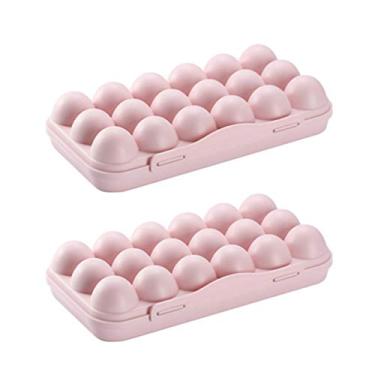 Imagem de 2 Peças 18 Recipientes Para Alimentos Armazenamento De Ovos Acessórios De Cozinha Rosa Porta Ovos Para Geladeira Recipiente De Para Geladeira Caixas De Ovos Prato De Comida