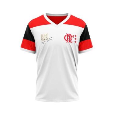Imagem de Camiseta Braziline Flamengo Zico Retrô Masculino - Branco