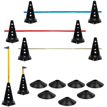 Imagem de 8 Cones Furados Com 4 Barreiras Funcional + 8 Pratos Agilidade