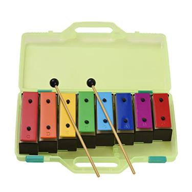 Imagem de SIMBAE Sinos Ressonadores 8 notas xilofone colorido glockenspiel removível cor arco-íris placas de metal ressonador sinos com maços de plástico caso verde instrumento de percussão musical presente pa