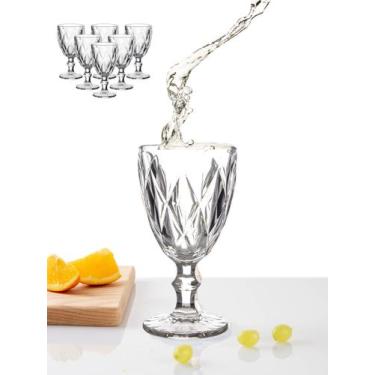 Imagem de Jogo De 6 Taças Diamond Vidro Transparente 300ml Vinho Água Bebida Dri