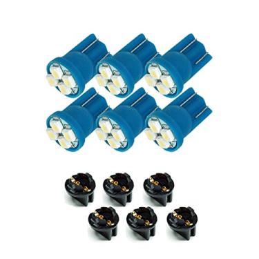 Imagem de PA 6 peças T10 168 194 lâmpadas de painel de instrumentos LED soquete de trava de 1,27 cm - 12 V (ciano)