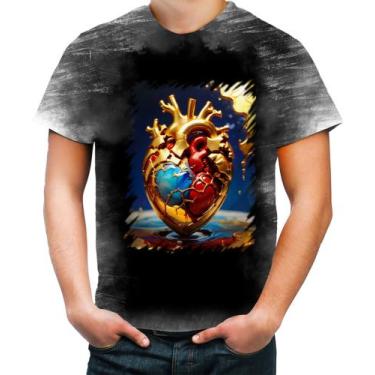 Imagem de Camiseta Desgaste Coração De Ouro Líquido Gold Heart 5 - Kasubeck Stor