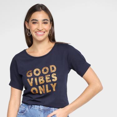 Imagem de Camiseta Maria Filó Estampada Good Vibes Only Feminina-Feminino