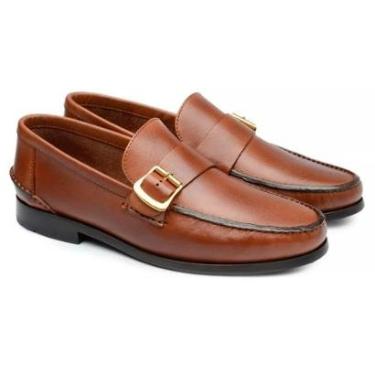 Imagem de Sapato Social Couro Jacometti LF02 Masculino Sola Couro Conforto Whisky 42-Masculino