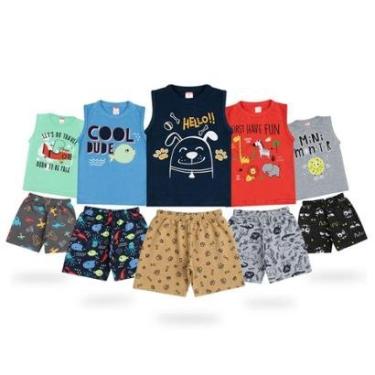 Imagem de Roupa Infantil Masculina 5 Conjuntos Regatas Machão Para Menino Kids-Masculino