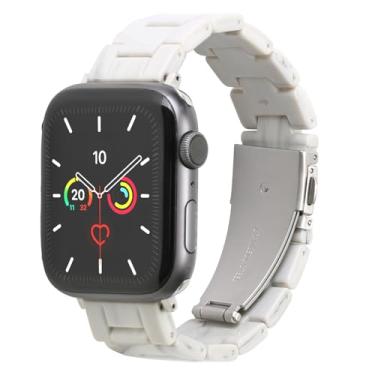 Imagem de MAIRUI Pulseira de relógio de resina compatível com Apple Watch 5/4/3/2/1/Ultra/Ultra 2 de 41 mm/40 mm/38 mm séries 9/8/7/6 SE de 41 mm/40 mm/38 mm / Ultra/Ultra 2 (cinza branco)