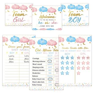 Imagem de Twinkle Twinkle Little Star Baby Gender Reveal Party Supplies Kit,Photo Props Games Decorations,He or She,Includes 3 Game Posters (11x17),3 Signs (8x10),60 Blue and Pink Voting Stickers