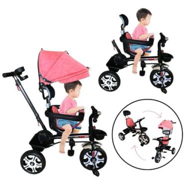 Imagem de Triciclo Carrinho Infantil Empurrador Pedal Rosa Até 25kg