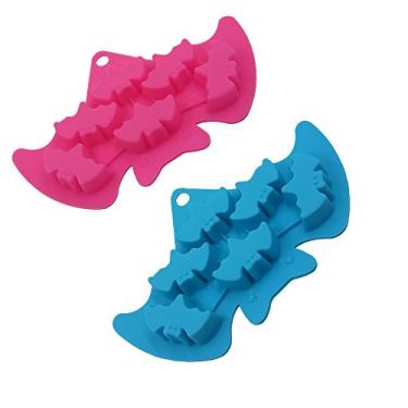 Imagem de Conjunto de panelas de silicone LSHCX – Moldes de cozimento de Halloween resistentes ao calor para chocolate, bandeja de gelo com molde de doces – Bats, 2 pacotes (cor aleatória)