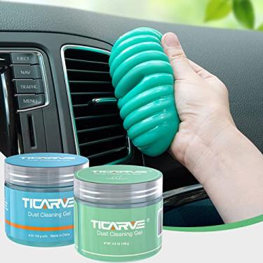 Imagem de TICARVE 2 pacotes de gel de limpeza para carro Putty Car Slime Cleaning Car Detail Putty Tools limpador de interior de carro kits de limpeza de carro automotivo limpador de teclado azul verde (320