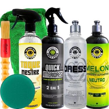 Imagem de Kit completo limpeza de carro moto Easytech Shampoo Cera Apc Revitalizador 500 ml
