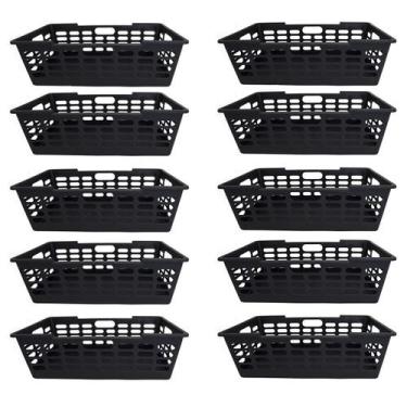 Imagem de Kit 10 Cesto Decorativo Multiuso Grande Preto 29x15x51CM  25463PM Aten
