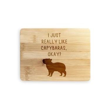 Imagem de Tábua de cortar capivaras, eu realmente gosto de capivaras, presente de capivaras, tábua de corte de bambu, ideia de presente de inauguração de casa, aniversário, ideia de presente de Natal (pequeno