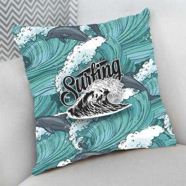 Imagem de Almofada Decorativa Cheia Personalizada Surf Surfing Golfinhos - Deluz