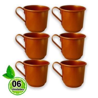 Imagem de Kit 6 Caneca Moscow Mule Alumínio com Pintura Cor Cobre 370ml - Ficone