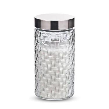 Imagem de Pote de Vidro Cozinha Com Tampa Inox Rattan 1,5 Litros Euro - Euro Hom