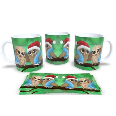 Imagem de Canecas de Porcelana Personalizadas Natal Animal - Estampa Sublimada, 