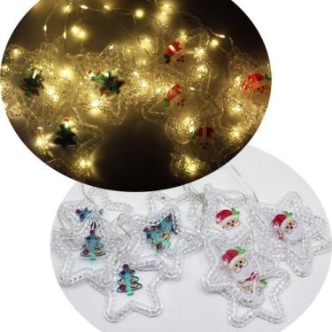 Imagem de Cascata Pisca LEDs Decoração Árvore Natal Noel Amarelo De 3M - Genéric
