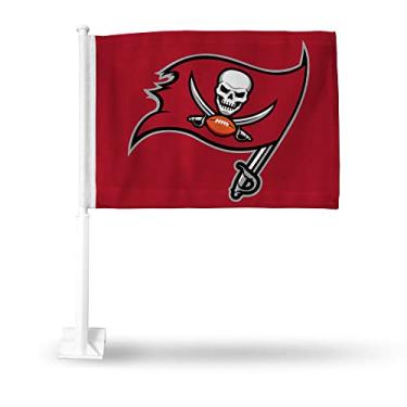 Imagem de Rico Industries NFL Tampa Bay Buccaneers Bandeira de carro dupla face vermelha - 40,64 cm x 48,26 cm - Poste forte que prende no carro/caminhão/automóvel