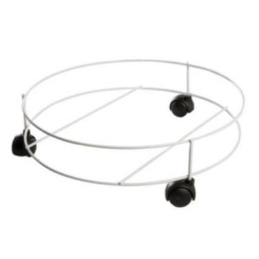 Imagem de Suporte Para Botijão de Gás Vasos Com Rodinhas Aço Branco 30cm - JW SH