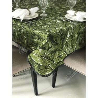 Imagem de Toalha de Mesa em Gorgurinho Floral Folhagem, 1,50 x 2,20