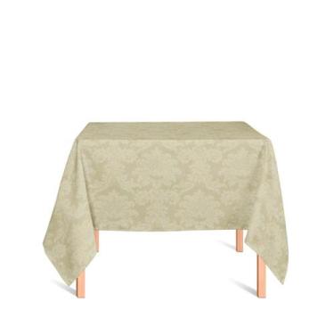 Imagem de Toalha de Mesa Quadrada em Tecido Jacquard Pérola Medalhão Tradicional