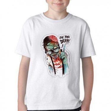 Imagem de Camiseta Infantil ou adulto Zombie use Cérebro Blusa Criança todos tam