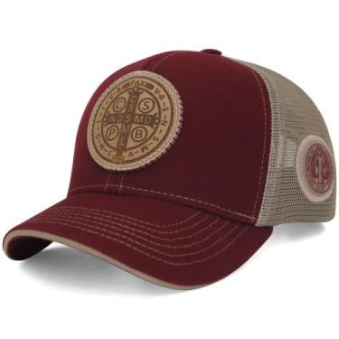 Imagem de Boné Sacudido's Medalha de São Bento - 6 gomos - Vinho Bege - Sacudido