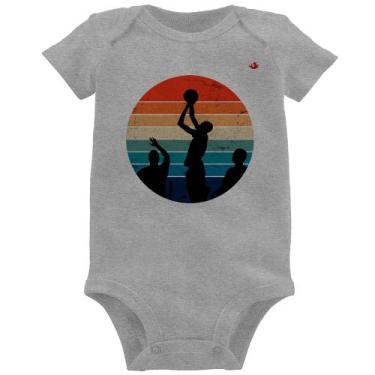 Imagem de Body Bebê Basquete Vintage Sunset - Foca na Moda, Cinza, M