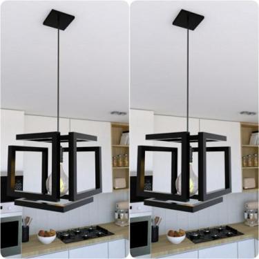Imagem de Kit 2 Pendentes Luminária Infinity Industrial Preto - MetalCromo