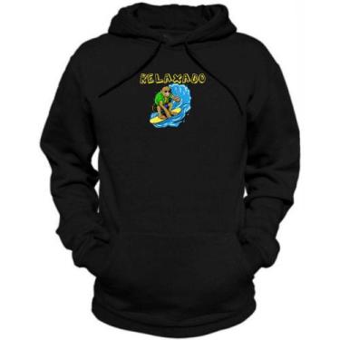 Imagem de Blusa de Frio Peluciado Moletom Bolso Canguru Estampado - Relaxado, Pr