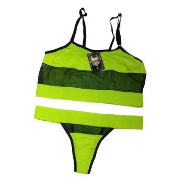 Imagem de Conjunto lingerie Neon com tule - Solang, Amarelo(G)