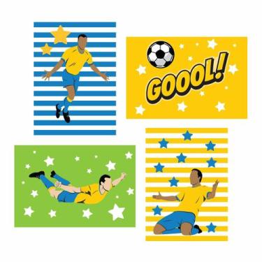 Imagem de Kit Placa Decorativa MDF Futebol Gol 4un 30x40 - Quartinhos