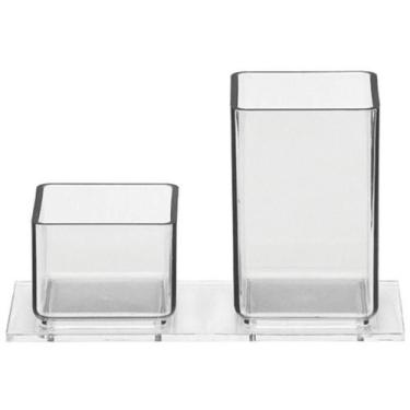 Imagem de Acessório para Mesa Porta Lápis e Clipes Acrílico Cristal - Acrimet