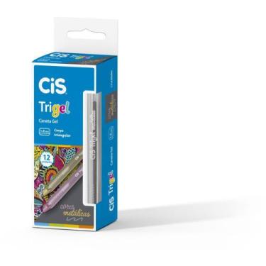 Imagem de Caneta GEL CIS Trigel 1.0MM Prata Metálica - Caixa com 12 - Sertic